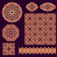 Set of oriental decorative elements (vector)