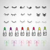 beauty set for woman vector hand drawn