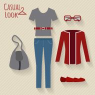 Woman clothing set flat illustration N6