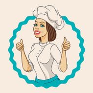 woman chef showing thumb N2