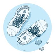 sneakers and manually drawn hearts