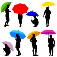 silhouettes man and woman under umbrella N3