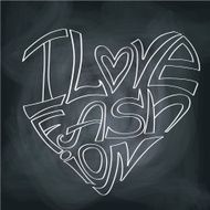 Silhouette of hearts from words Fashion illustration on school b