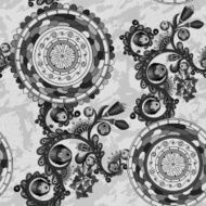 Black and white floral paisley background