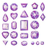 Set of realistic purple jewels Colorful gemstones