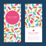 Vector colorful branches vertical round frame pattern invitation greeting cards N2