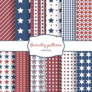 Stars and stripes pattern seamless patterns set