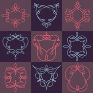 Set of simple linear monogram design templates