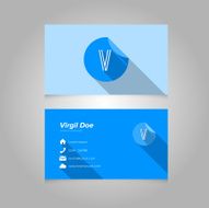 Simple Business Card Template with Alphabet Letter V