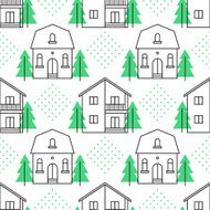 Seamless pattern with country houses N7