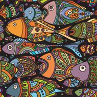 Vector seamless pattern with fishes N3