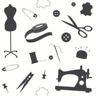 Seamless pattern with sewing machine