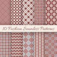 Fashion marsala color seamless pattern set Vector illustration