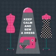 Poster Greeting card with sewing accessories and quote