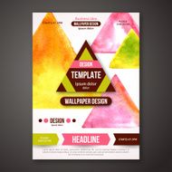 Vector Poster Template with Watercolor Paint Triangles N2