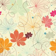 Seamless pattern with autumn leaves in a retro style N3