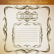 Filigree set of calligraphic elements for frame vintage design