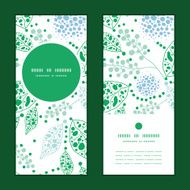Vector abstract blue and green leaves vertical round frame pattern N6