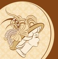 Vintage fashion girl in hat Vector N7