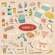 Set of vector bathroom and personal hygiene items