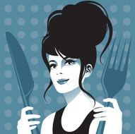 Woman with cutlery