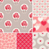 Abstract vector set of scrapbook paper Valentine&#039;s Day