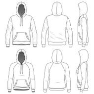 Front back and side views of blank hoodie N4