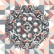 Mandala over square triangles background N2