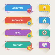 Retro Vector Design Icons Color Web Symbols Clean Set