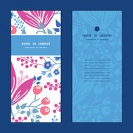 Vector pink flowers vertical frame pattern invitation greeting cards set N4