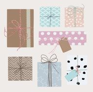 Vector set with gift boxes in crafting paper N3