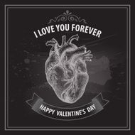 Valentine&#039;s Day card Retro engraving heart N3