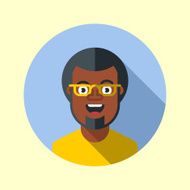 Black hipster guy with glasses Hipster icons series N2