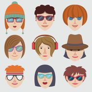 Hipster girl faces