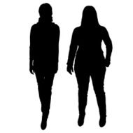 Vector silhouette of women N124