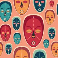 Colorful seamless pattern with love ethnic masks