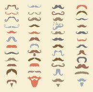 Vector colorful mustache icon set