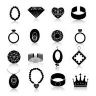 Jewelry icon set black