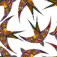 Seamless decorative tribal pattern with swallows Vector illustr N2