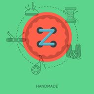 Flat vector illustration for handmade Red button