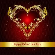 Valentines greeting card with a golden heart