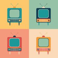 Colorful set of retro TVs
