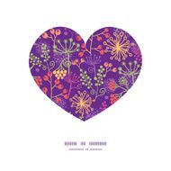 Vector colorful garden plants heart silhouette pattern frame N2