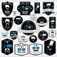 Collection of vintage hipster badges labels and stamps vector illustration N3