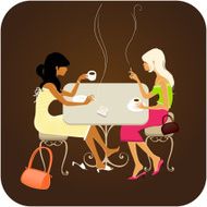 Girls chatting over coffee