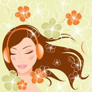 pretty girl with headphones vector illustration