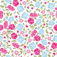 Pattern With Roses And Bluebells