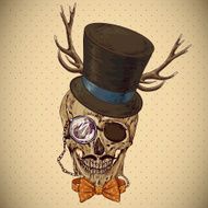 Hipster skull vintage background N2