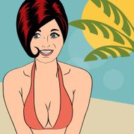 Hot pop art girl on a beach N19