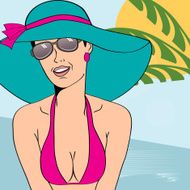 Hot pop art girl on a beach N20